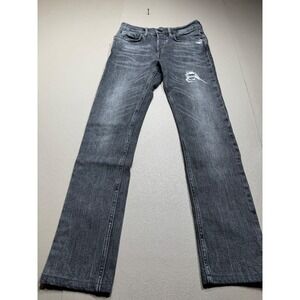 AllSaints Cigarette Slim Fit Jeans Washed Black Distressed Button Fly Size 28